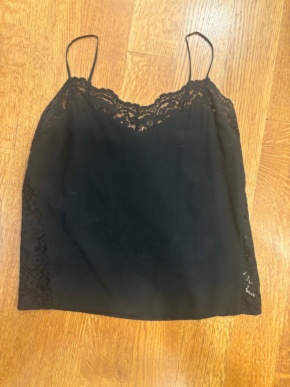 L'AGENCE black silk lace trim camisole M medium $325